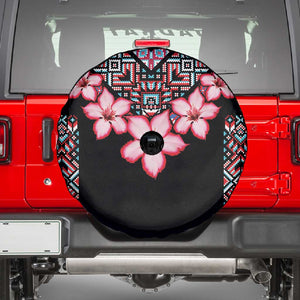 Afro Adenium Multiflorum Flowers Spare Tire Cover Mix Native Tribal Pattern