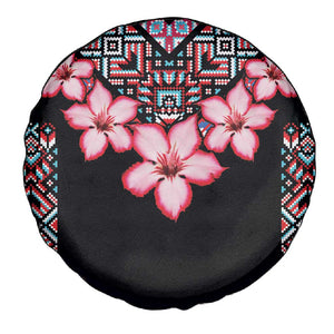 Afro Adenium Multiflorum Flowers Spare Tire Cover Mix Native Tribal Pattern