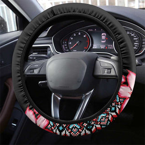 Afro Adenium Multiflorum Flowers Steering Wheel Cover Mix Native Tribal Pattern