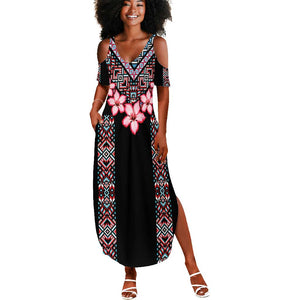 Afro Adenium Multiflorum Flowers Summer Maxi Dress Mix Native Tribal Pattern