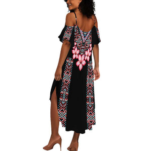 Afro Adenium Multiflorum Flowers Summer Maxi Dress Mix Native Tribal Pattern