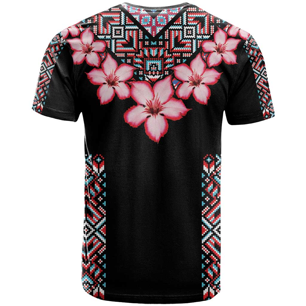 Afro Adenium Multiflorum Flowers T shirt Mix Native Tribal Pattern