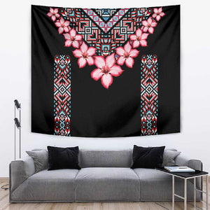 Afro Adenium Multiflorum Flowers Tapestry Mix Native Tribal Pattern