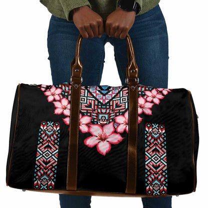 Africa Adenium Multiflorum Flowers Travel Bag Mix Native Tribal Pattern