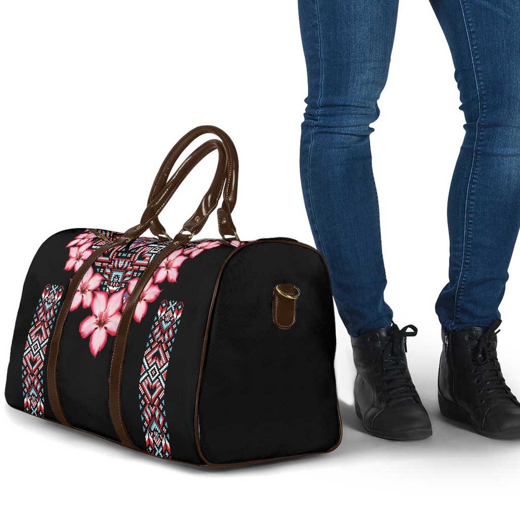 Africa Adenium Multiflorum Flowers Travel Bag Mix Native Tribal Pattern
