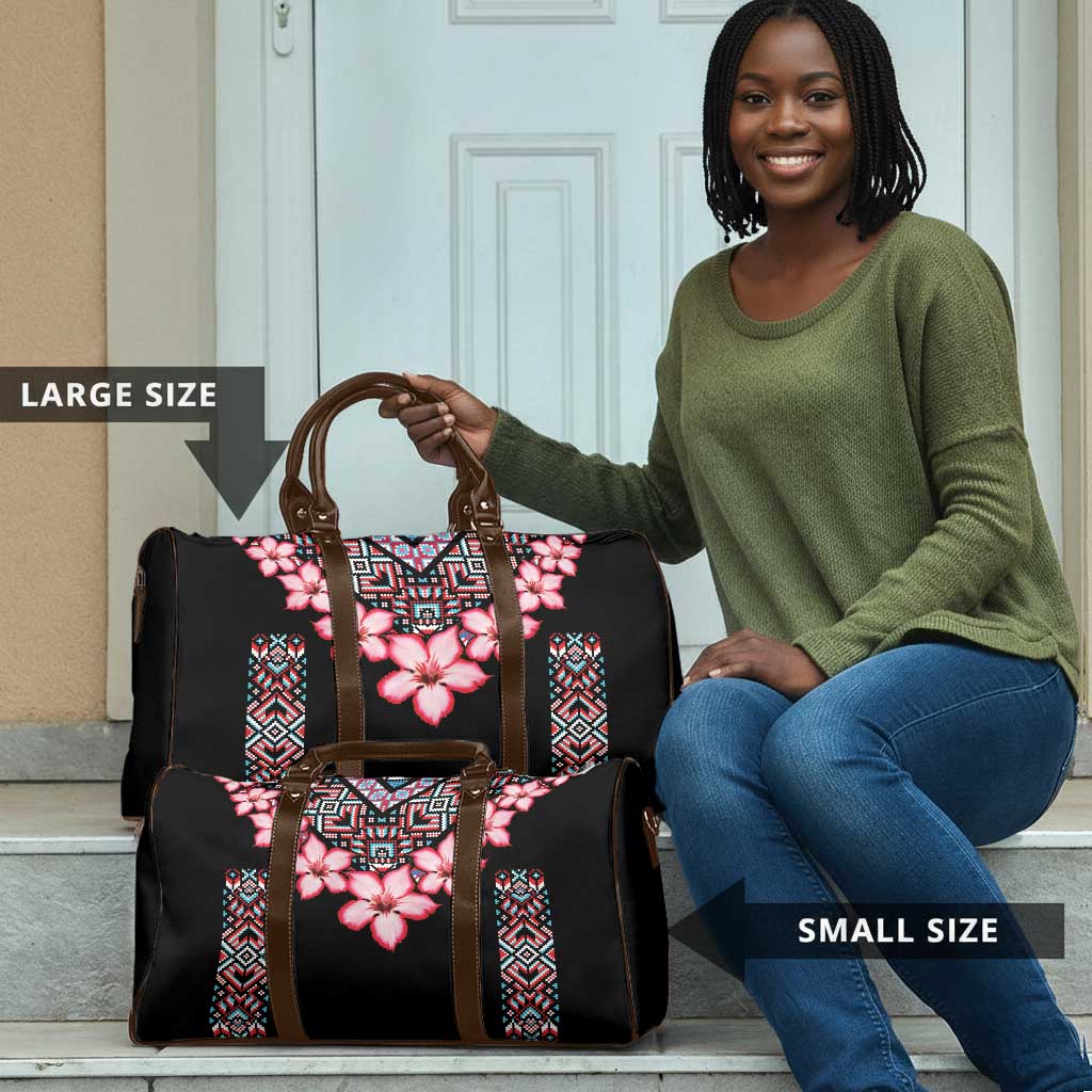 Africa Adenium Multiflorum Flowers Travel Bag Mix Native Tribal Pattern