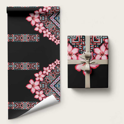 Africa Adenium Multiflorum Flowers Wrapping Paper Mix Native Tribal Pattern - African Pride