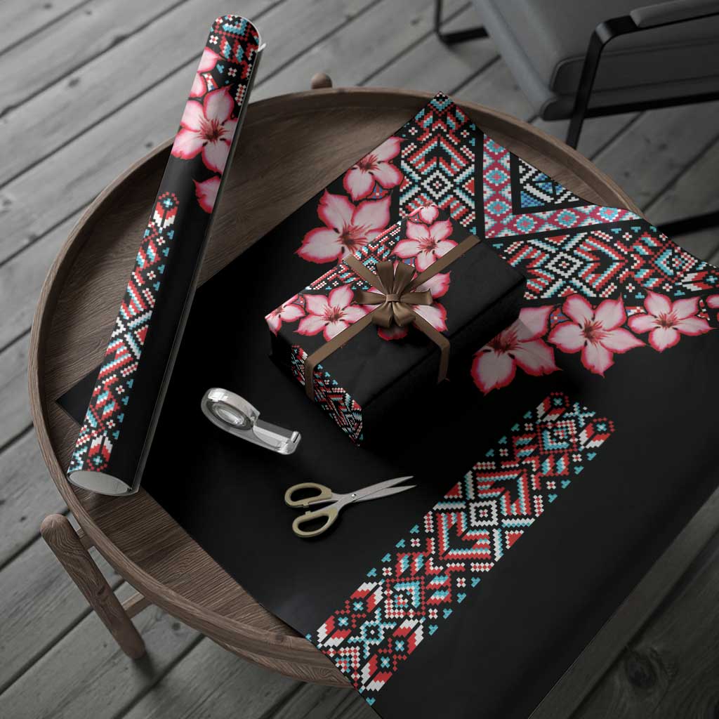 Africa Adenium Multiflorum Flowers Wrapping Paper Mix Native Tribal Pattern - African Pride
