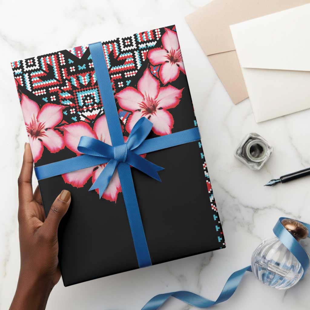 Africa Adenium Multiflorum Flowers Wrapping Paper Mix Native Tribal Pattern - African Pride