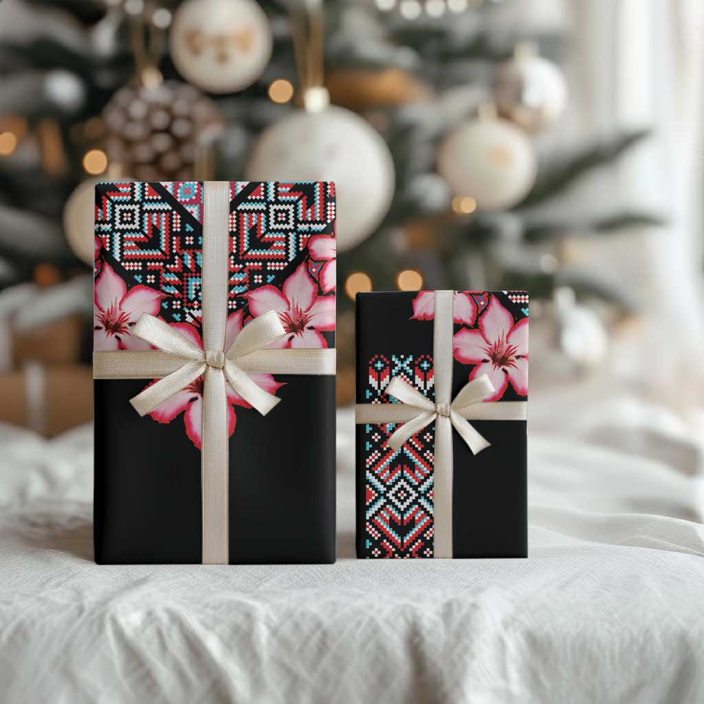 Africa Adenium Multiflorum Flowers Wrapping Paper Mix Native Tribal Pattern - African Pride