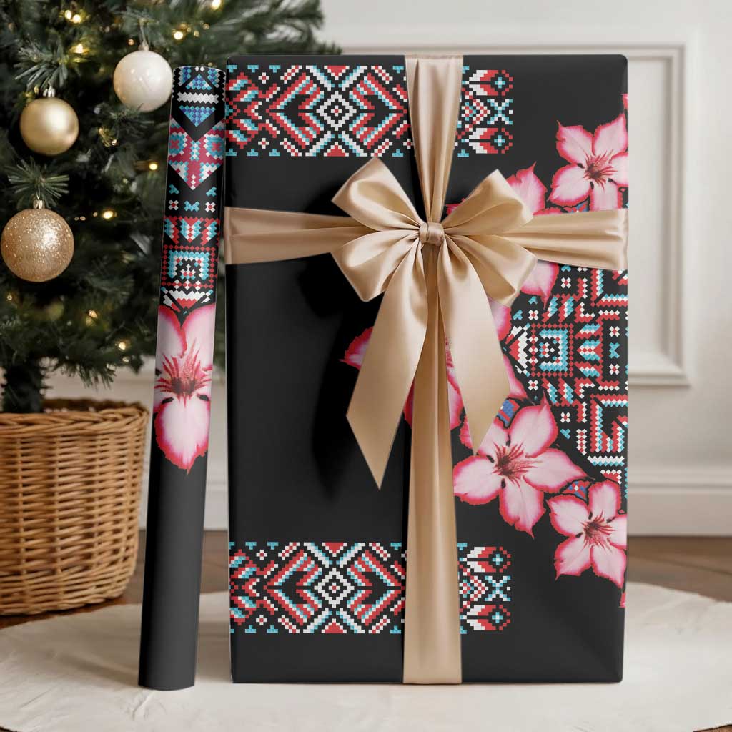 Africa Adenium Multiflorum Flowers Wrapping Paper Mix Native Tribal Pattern - African Pride