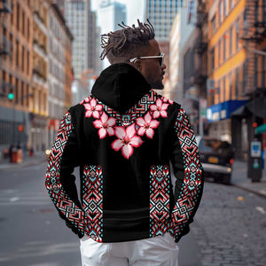 Afro Adenium Multiflorum Flowers Zip Hoodie Mix Native Tribal Pattern