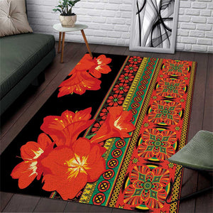 Afro Beauty Clivia Miniata Flowers Area Rug