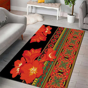 Afro Beauty Clivia Miniata Flowers Area Rug