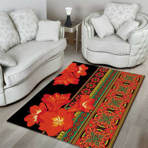 Afro Beauty Clivia Miniata Flowers Area Rug