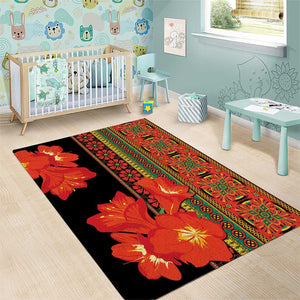 Afro Beauty Clivia Miniata Flowers Area Rug