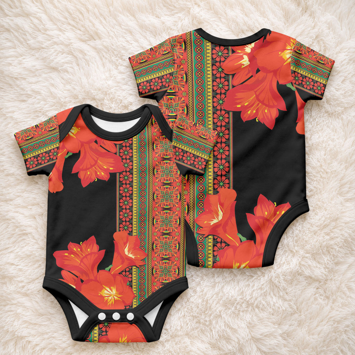 Africa Beauty Clivia Miniata Flowers Baby Onesie
