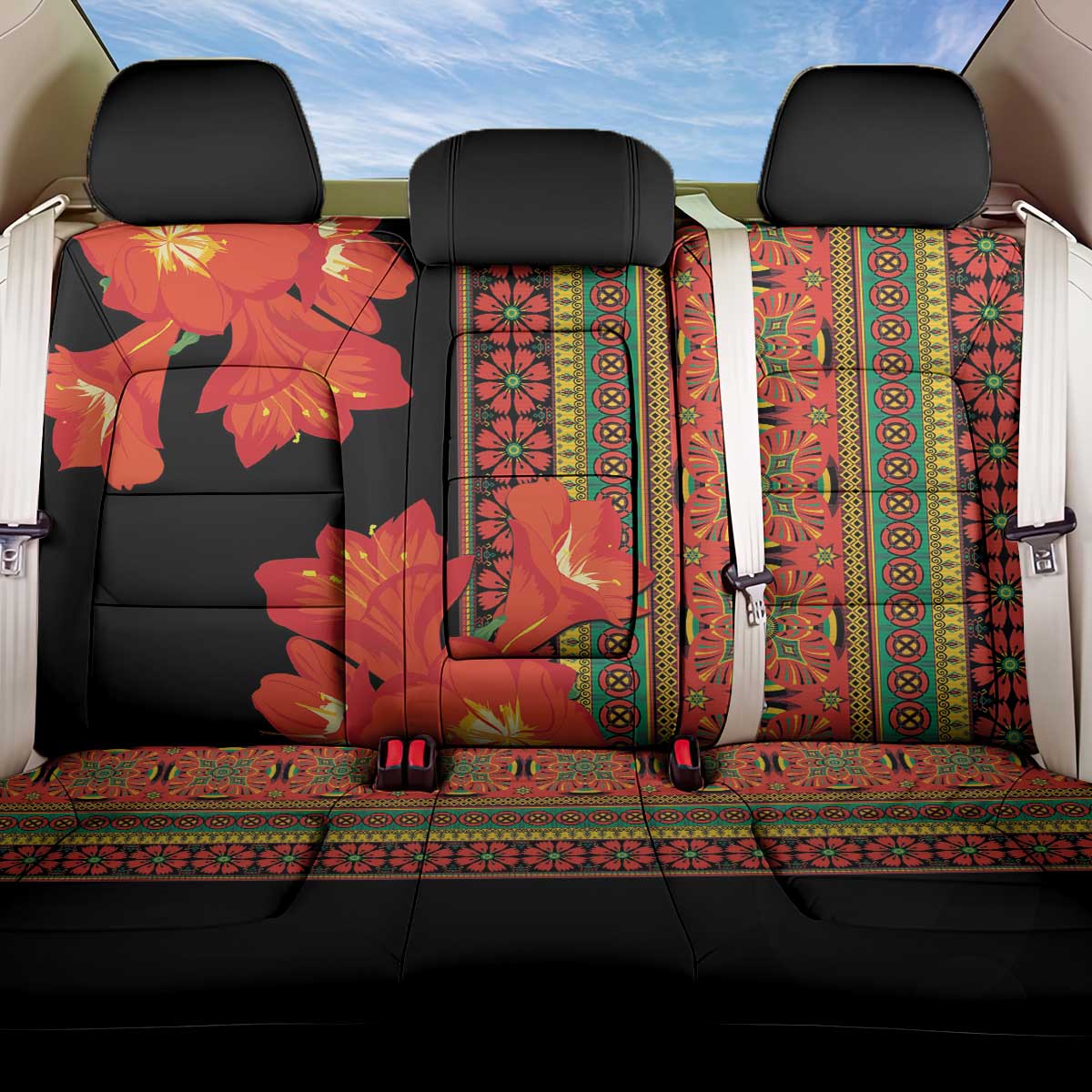 Afro Beauty Clivia Miniata Flowers Back Car Seat Cover