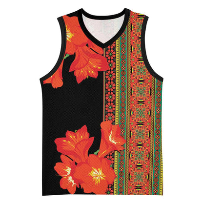 Afro Beauty Clivia Miniata Flowers Basketball Jersey LT9