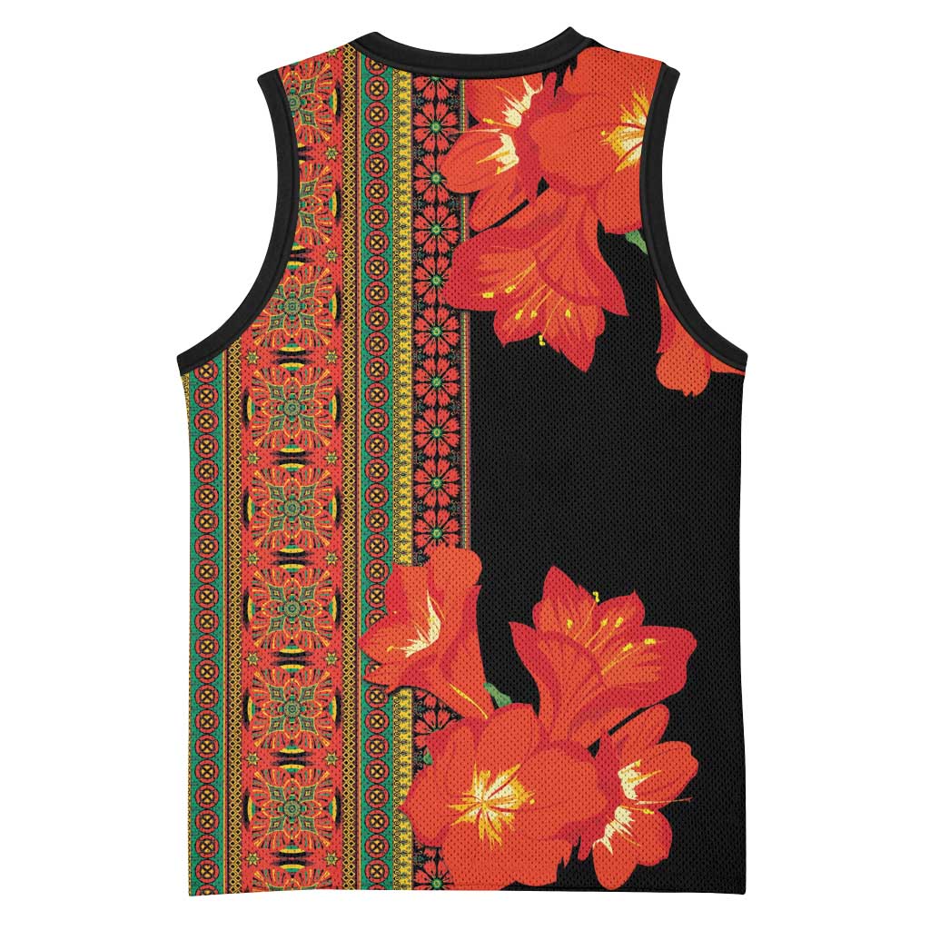 Afro Beauty Clivia Miniata Flowers Basketball Jersey LT9