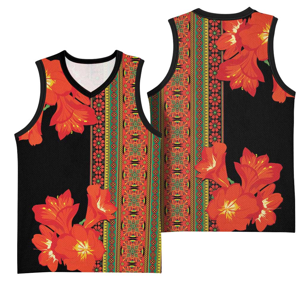 Afro Beauty Clivia Miniata Flowers Basketball Jersey LT9