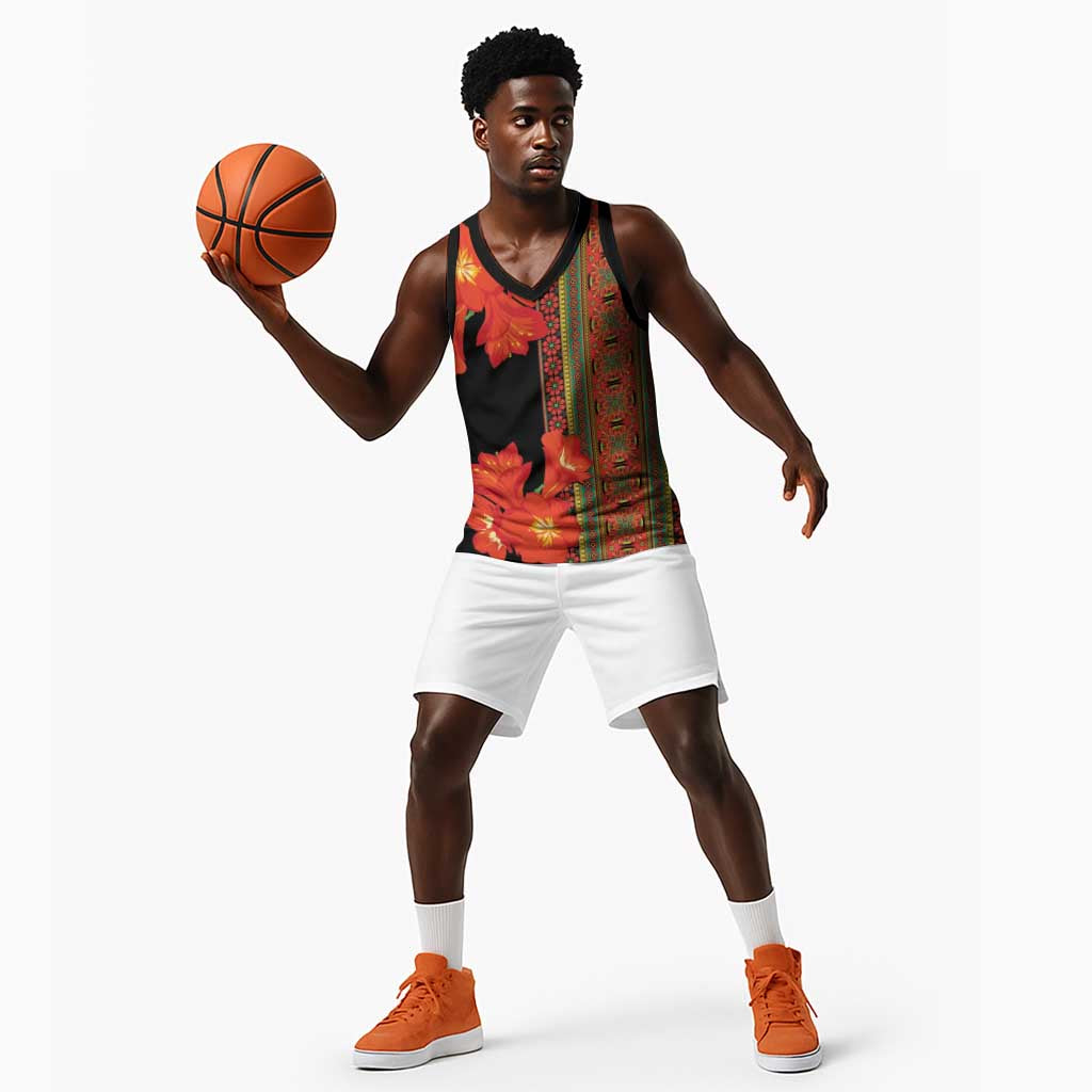 Afro Beauty Clivia Miniata Flowers Basketball Jersey LT9