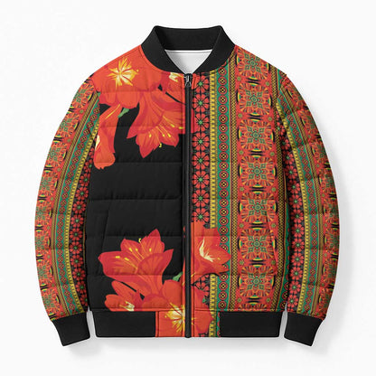 Africa Beauty Clivia Miniata Flowers Bomber Puffer Jacket