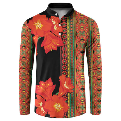 Africa Beauty Clivia Miniata Flowers Button Sweatshirt