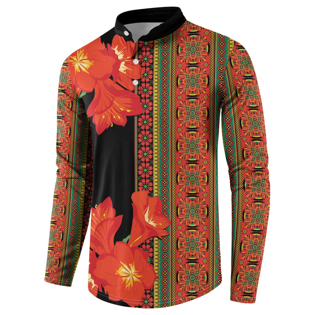 Africa Beauty Clivia Miniata Flowers Button Sweatshirt