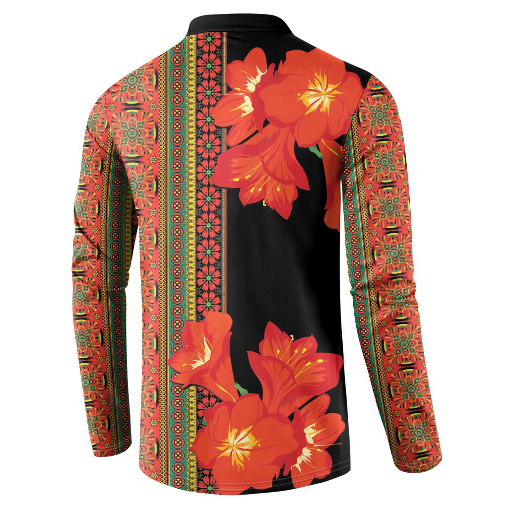 Africa Beauty Clivia Miniata Flowers Button Sweatshirt