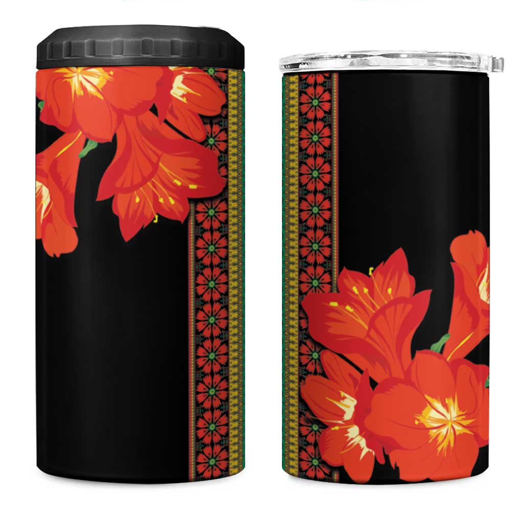 Afro Beauty Clivia Miniata Flowers 4 in 1 Can Cooler Tumbler