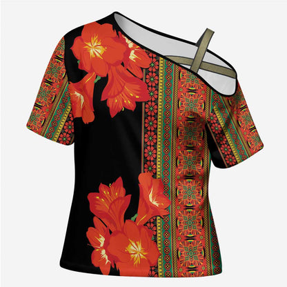 Africa Beauty Clivia Miniata Flowers Cross Shoulder Shirt