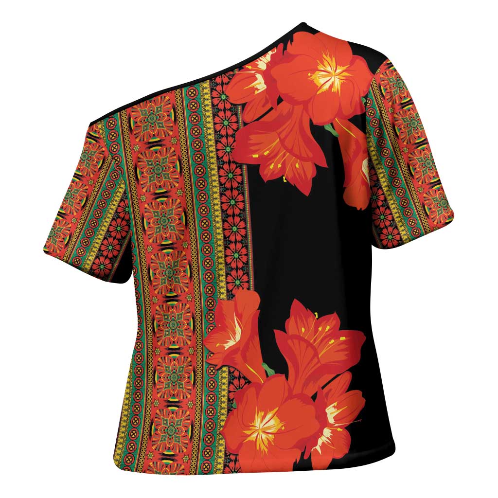 Africa Beauty Clivia Miniata Flowers Cross Shoulder Shirt