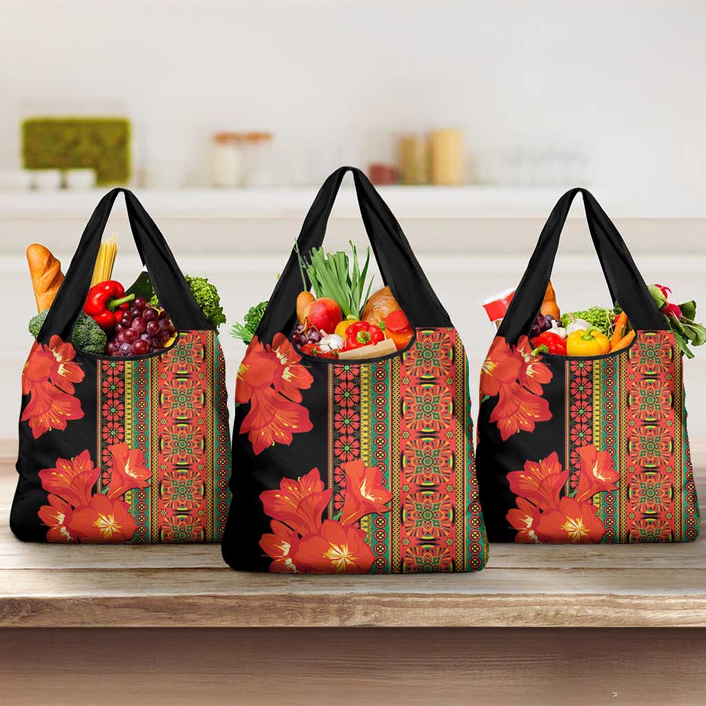 Afro Beauty Clivia Miniata Flowers Grocery Bag