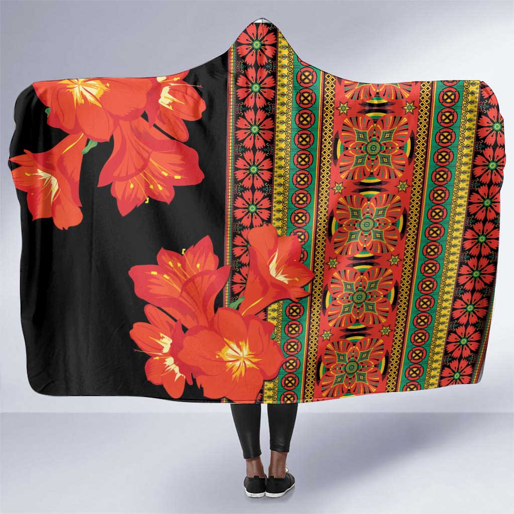 Afro Beauty Clivia Miniata Flowers Hooded Blanket