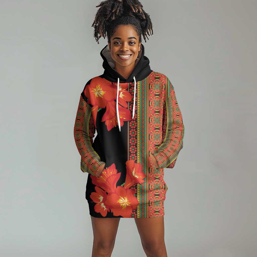 Afro Beauty Clivia Miniata Flowers Hoodie Dress