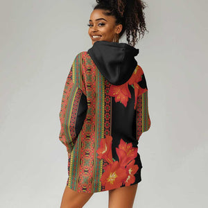 Afro Beauty Clivia Miniata Flowers Hoodie Dress