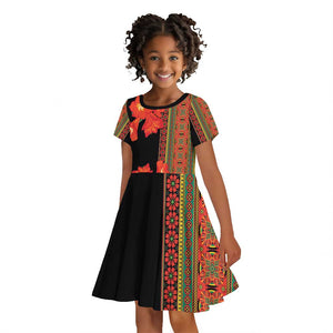 Afro Beauty Clivia Miniata Flowers Kid Short Sleeve Dress