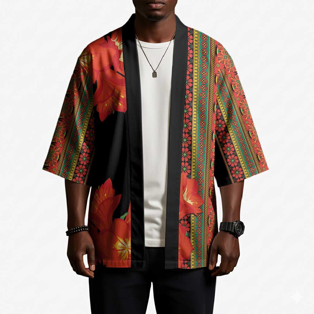 Africa Beauty Clivia Miniata Flowers Kimono
