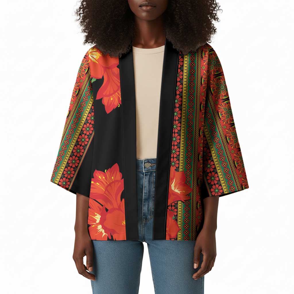 Africa Beauty Clivia Miniata Flowers Kimono