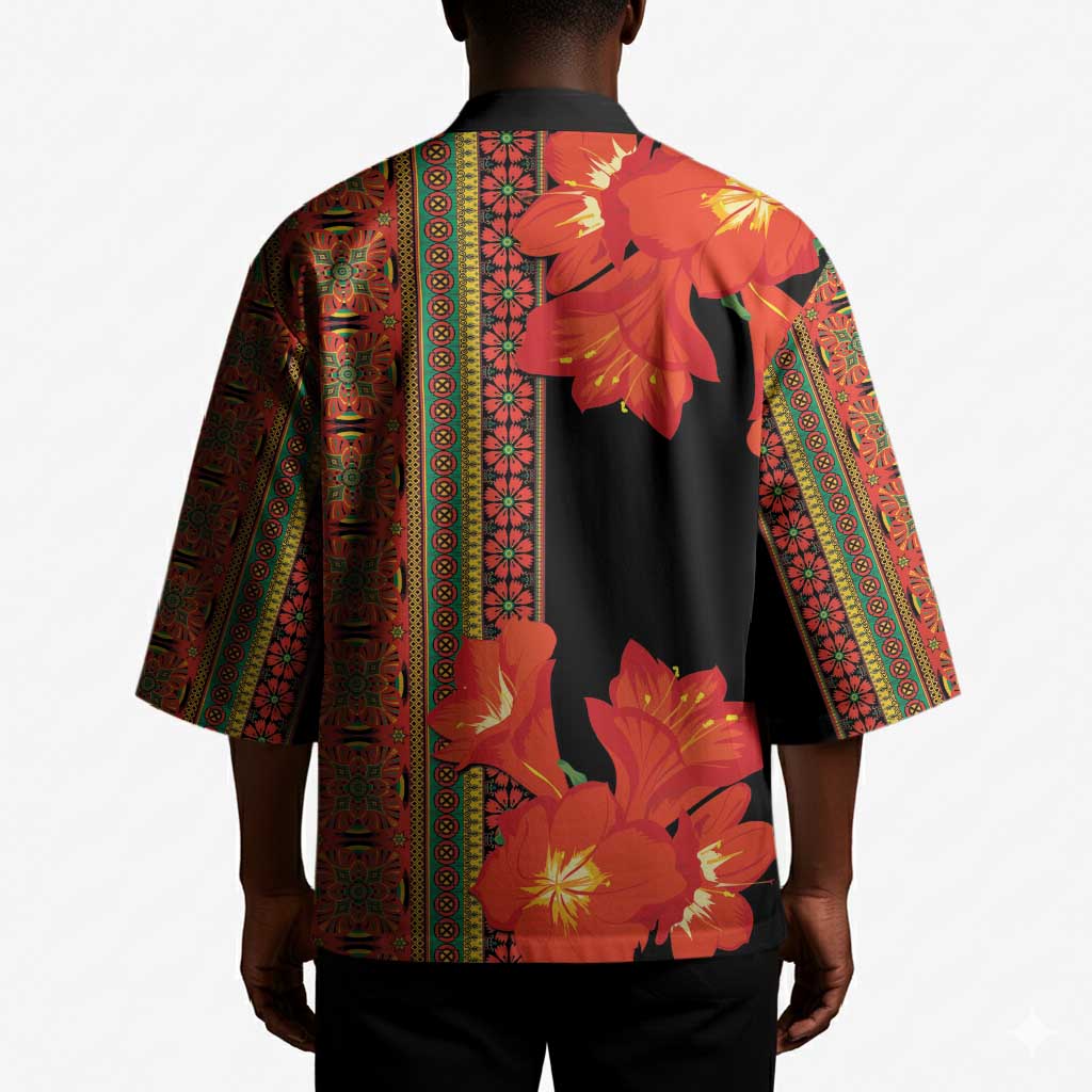 Africa Beauty Clivia Miniata Flowers Kimono