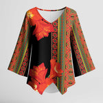 Africa Beauty Clivia Miniata Flowers Kimono Sleeve Blouse