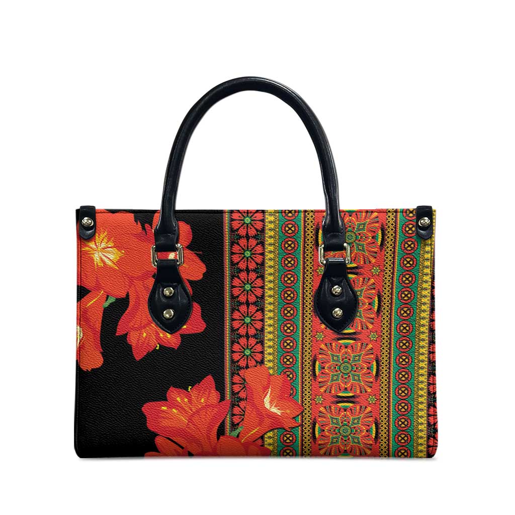 Africa Beauty Clivia Miniata Flowers Leather Bag