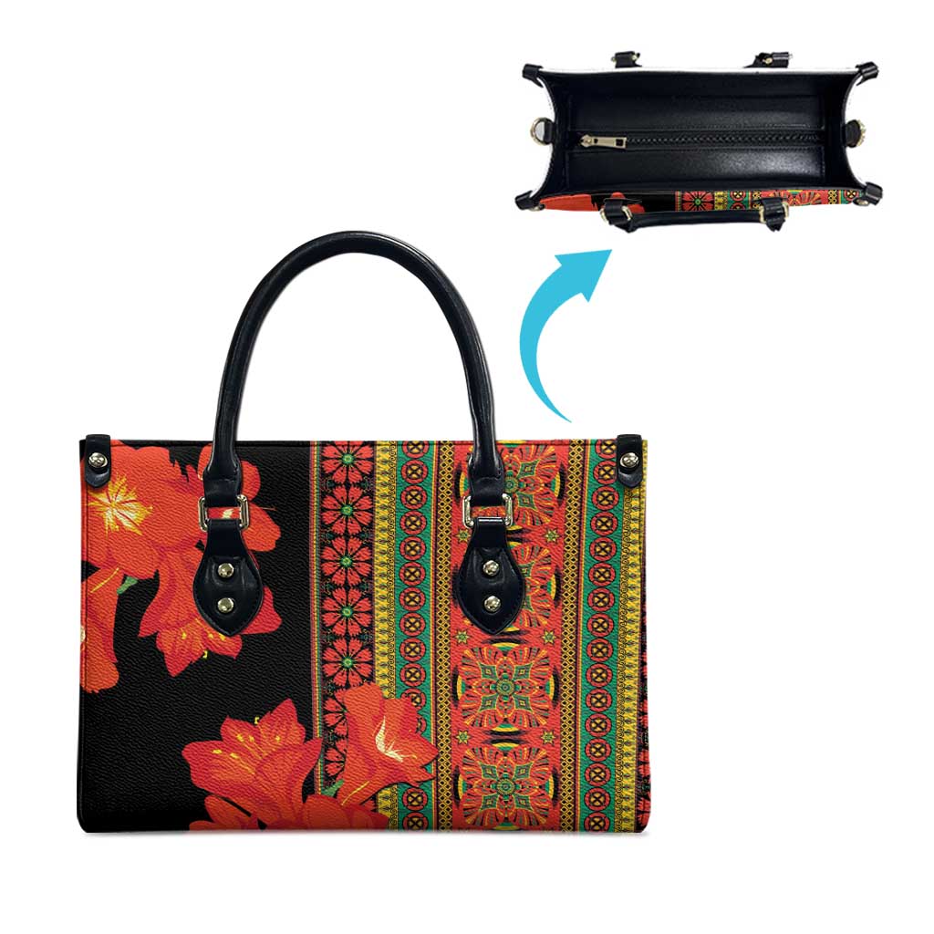 Africa Beauty Clivia Miniata Flowers Leather Bag