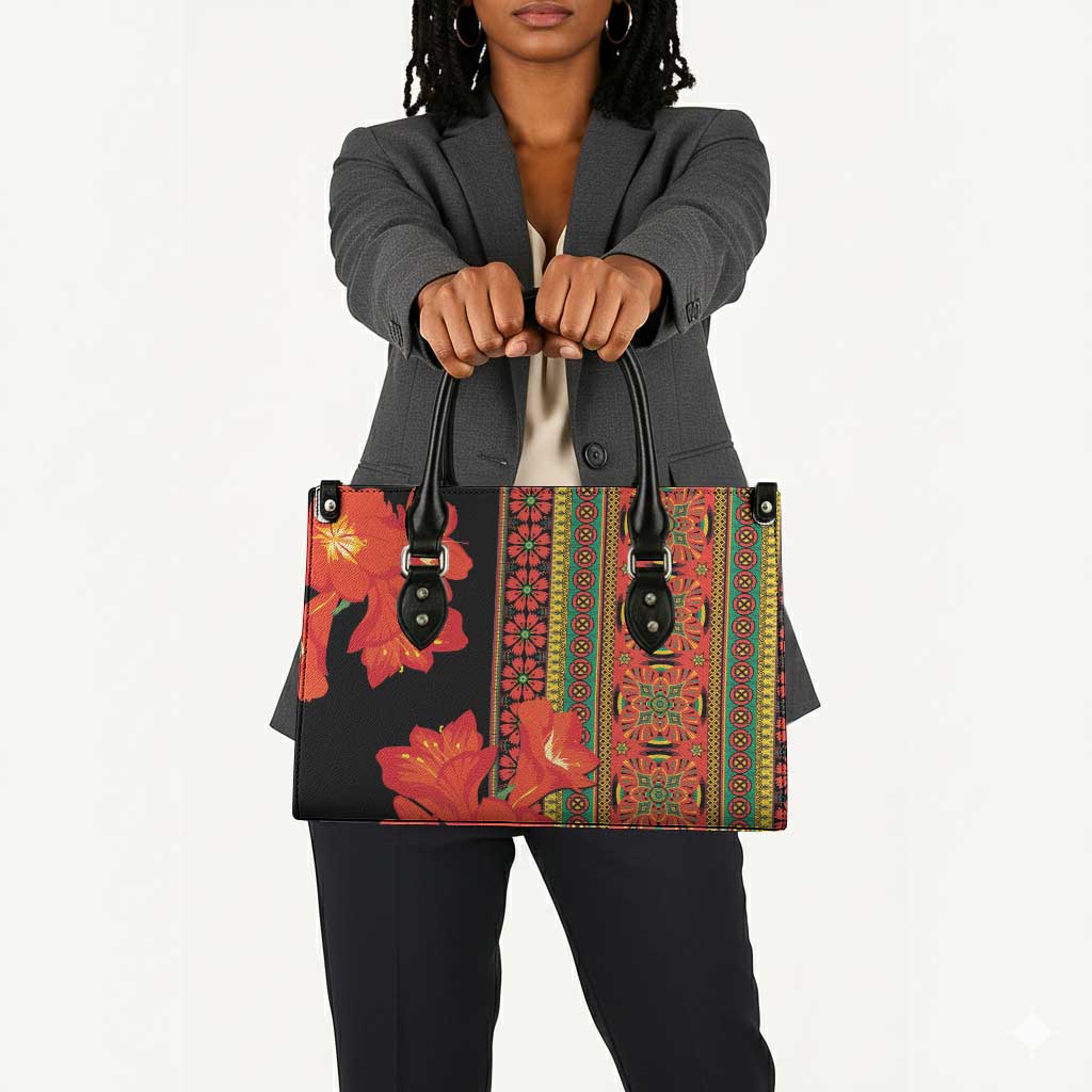 Africa Beauty Clivia Miniata Flowers Leather Bag
