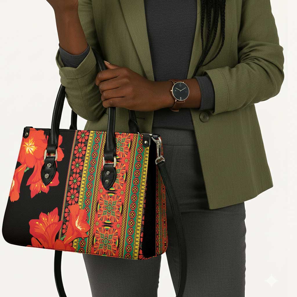 Africa Beauty Clivia Miniata Flowers Leather Bag