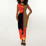 Afro Beauty Clivia Miniata Flowers Long Sleeve Bodycon Dress LT9