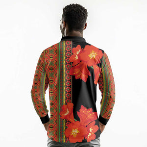 Afro Beauty Clivia Miniata Flowers Long Sleeve Polo Shirt