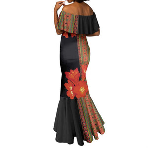 Afro Beauty Clivia Miniata Flowers Mermaid Dress