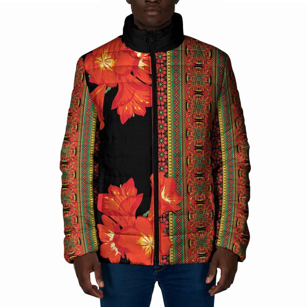 Africa Beauty Clivia Miniata Flowers Padded Jacket